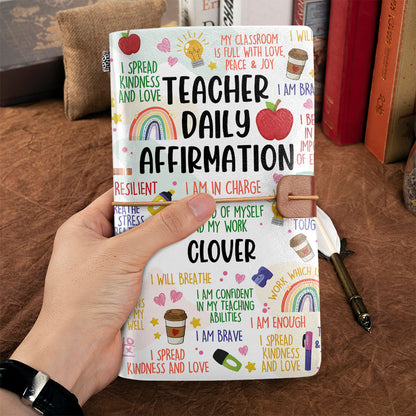 Teacher Daily Affirmation | Personalized Leather Bound Journal JSLBJPH928T