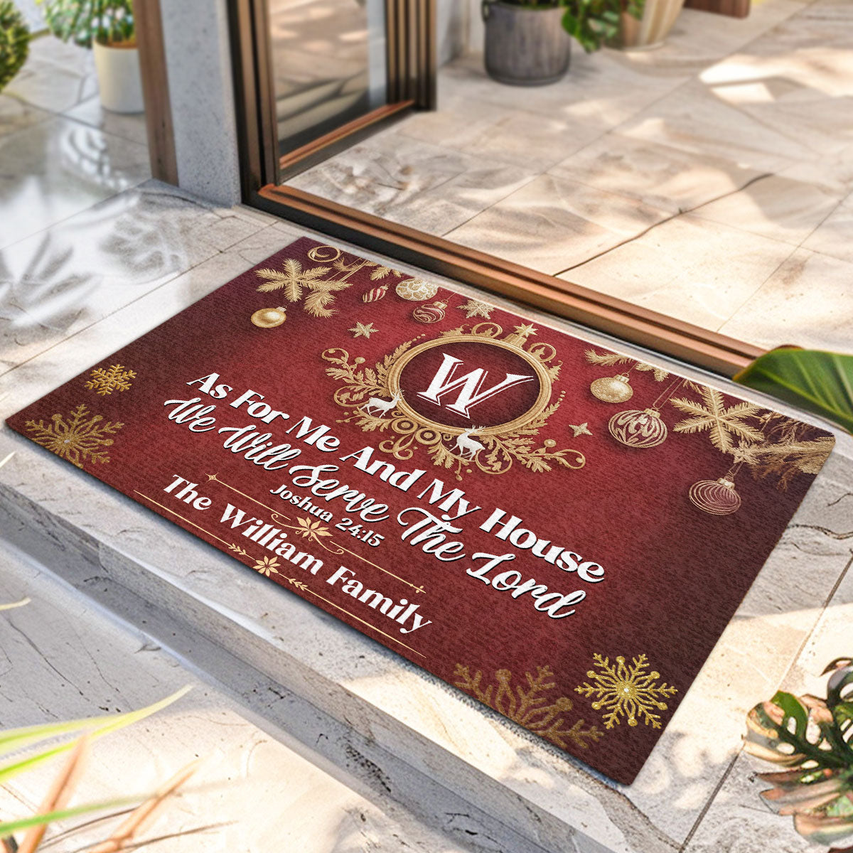 As For Me And My House We Will Serve The Lord | Personalized Doormat