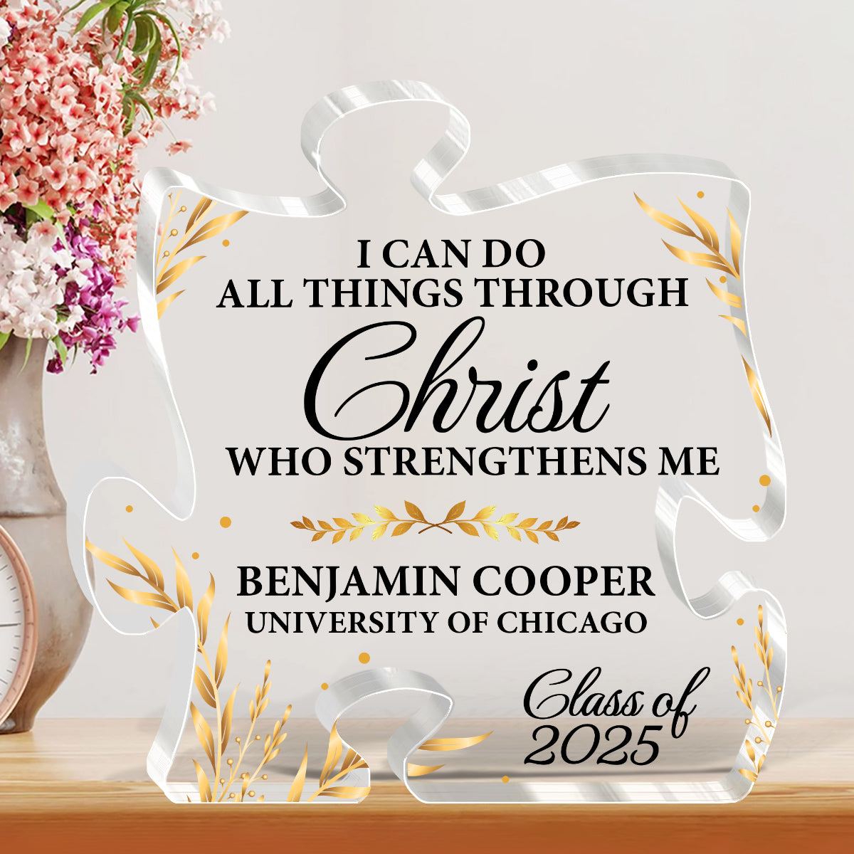 I Can Do All Things Through Christ Who Strengthens Me | Personalized Custom Shaped Squared Acrylic Plaque