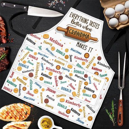 Everything Tastes Better When Grandma Makes It | Personalized Apron With Pocket
