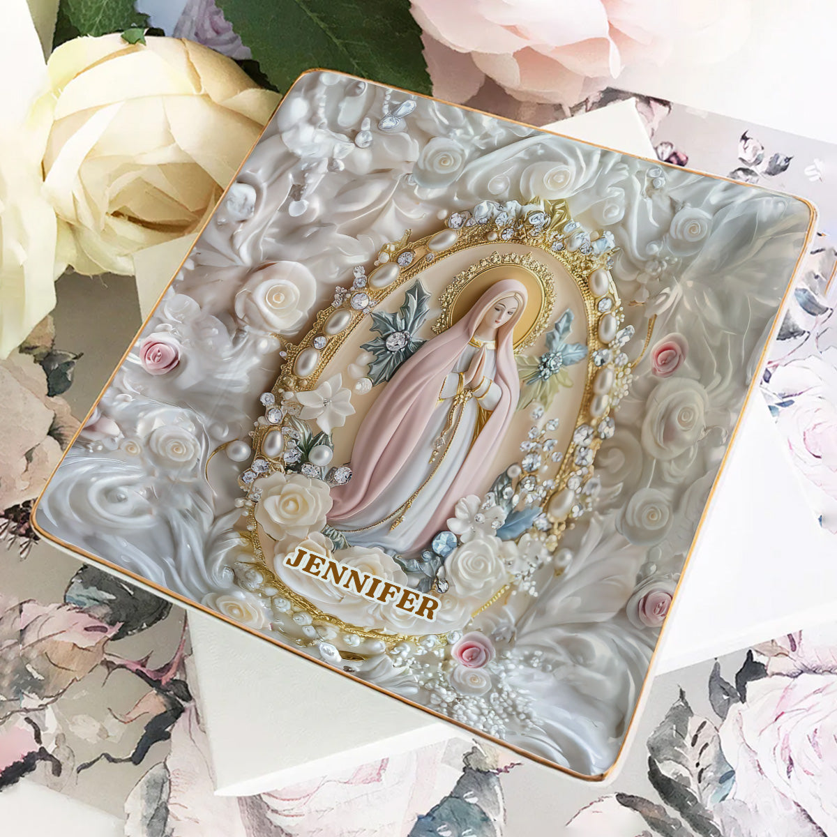 Believer | Personalized Ceramic Ring Dish Square