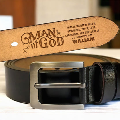 Man Of God | Personalized Engraved Leather Belt