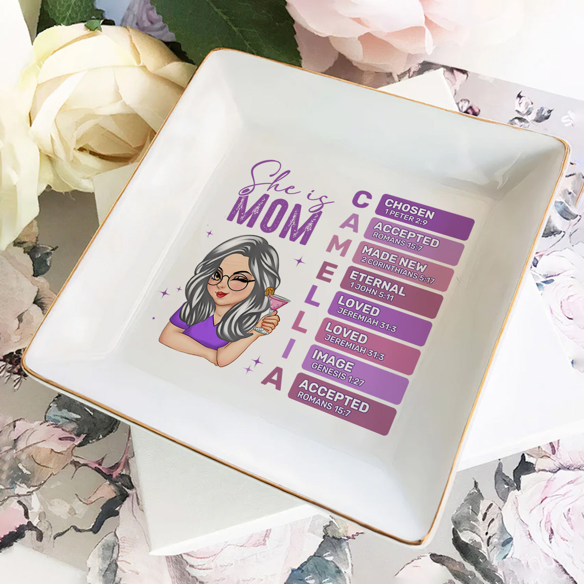 She Is Mom | Personalized Jewelry Dish