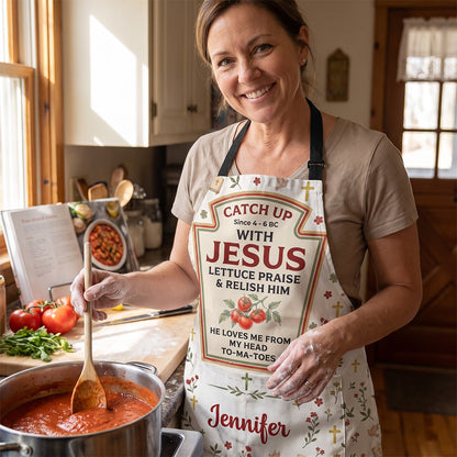 He Loves Me From My Head To My Tomatoes | Personalized Apron With Pocket