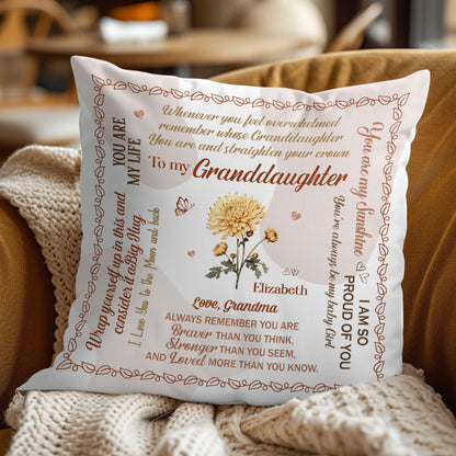 To My Daughter/Granddaughter Birth Month Flowers | Personalized Crystal Velvet Pillow