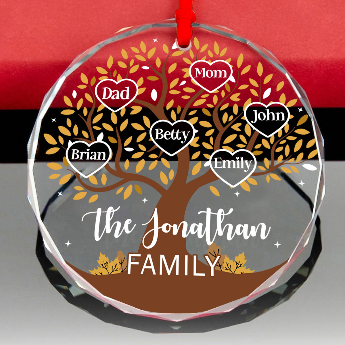 Family Tree A Family's Legacy Of Love | Personalized 1-Side Round Glass Ornament JSURGOPHLL2661T