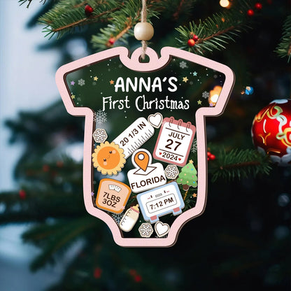 Baby 1st Christmas | Personalized 3 Layered Christmas Shaker Ornament JSCSOLEHA2160L