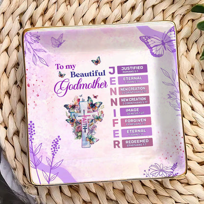 To My Beautiful GodMother | Personalized Ceramic Ring Dish Square