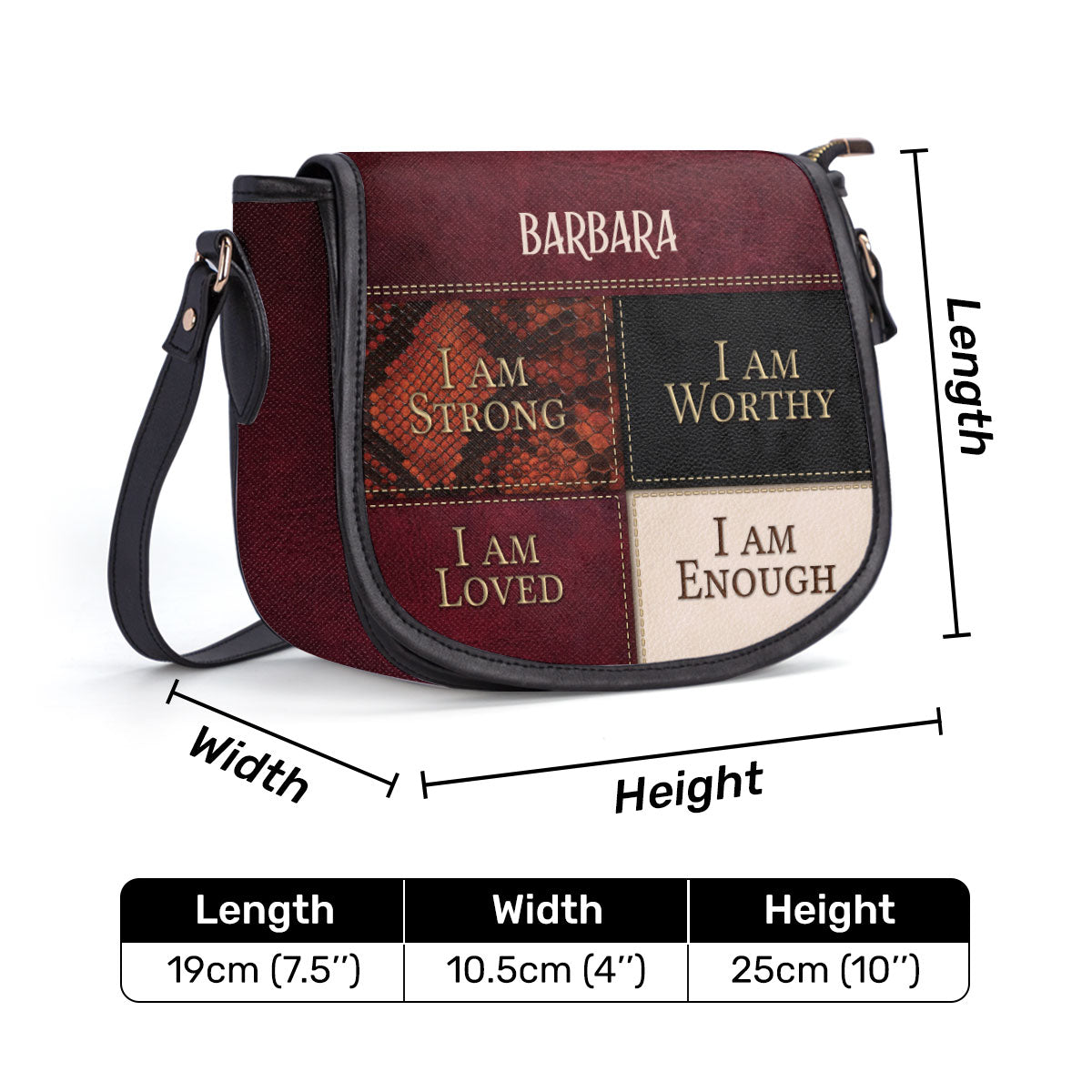 I Am Strong - Personalized Leather Saddle Bag NUHN282