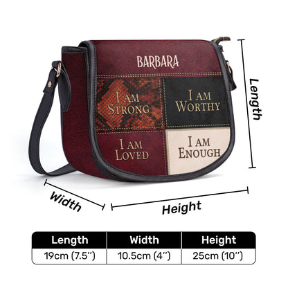 I Am Strong - Personalized Leather Saddle Bag NUHN282