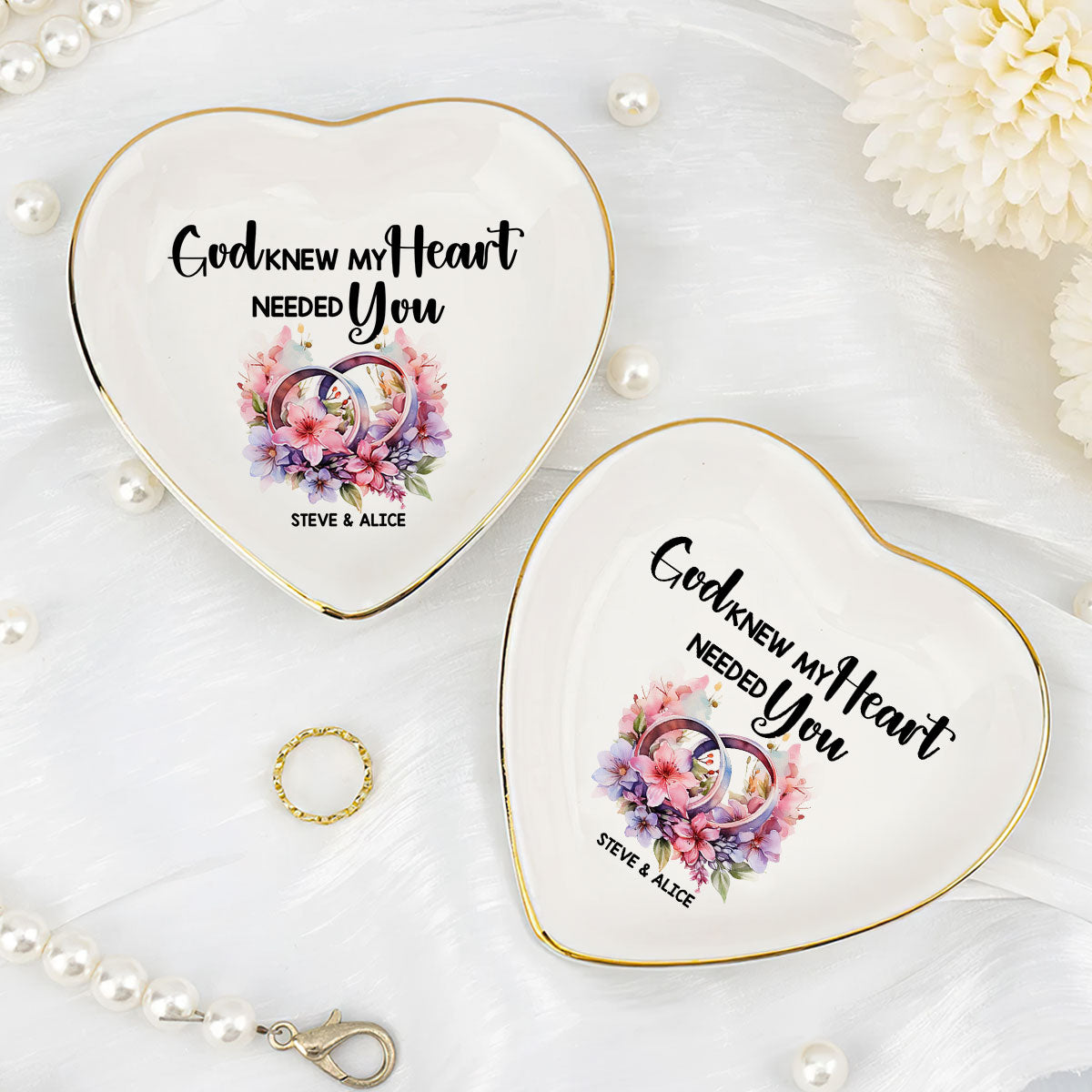 God Knew My Heart Needed You | Personalized Heart Shaped Jewelry Dish