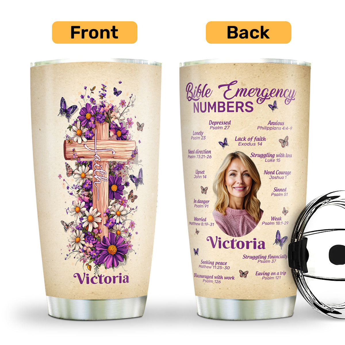 Bible Emergency Numbers | Personalized Stainless Steel Tumbler JSSSTPN2573M