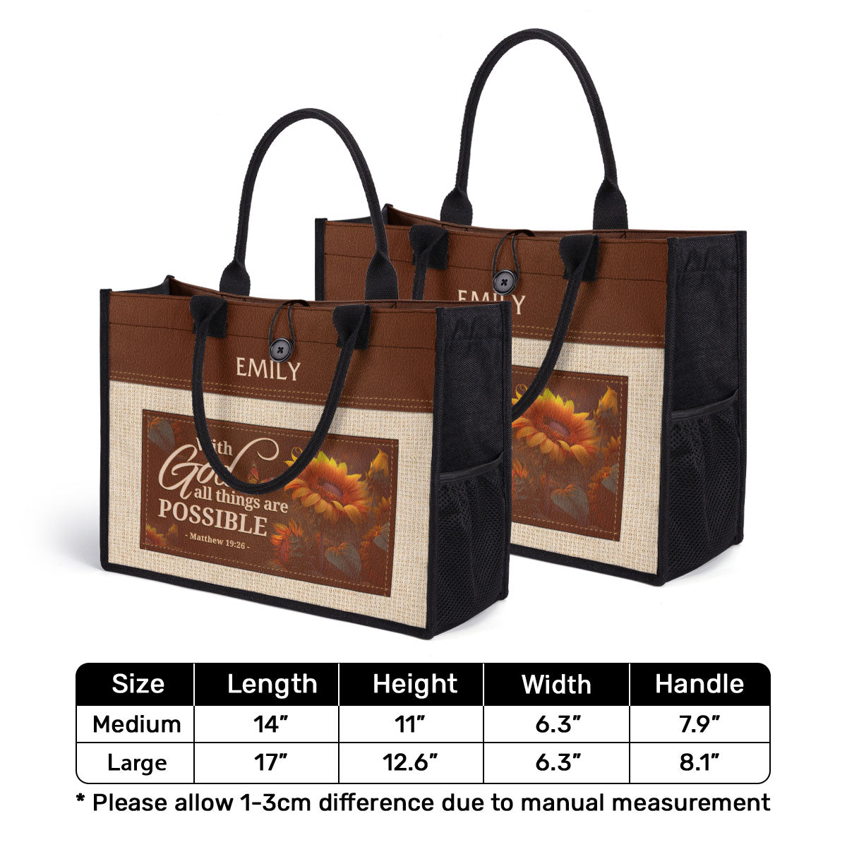With God All Things Are Possible - Personalized New Canvas Tote Bag CTBM802