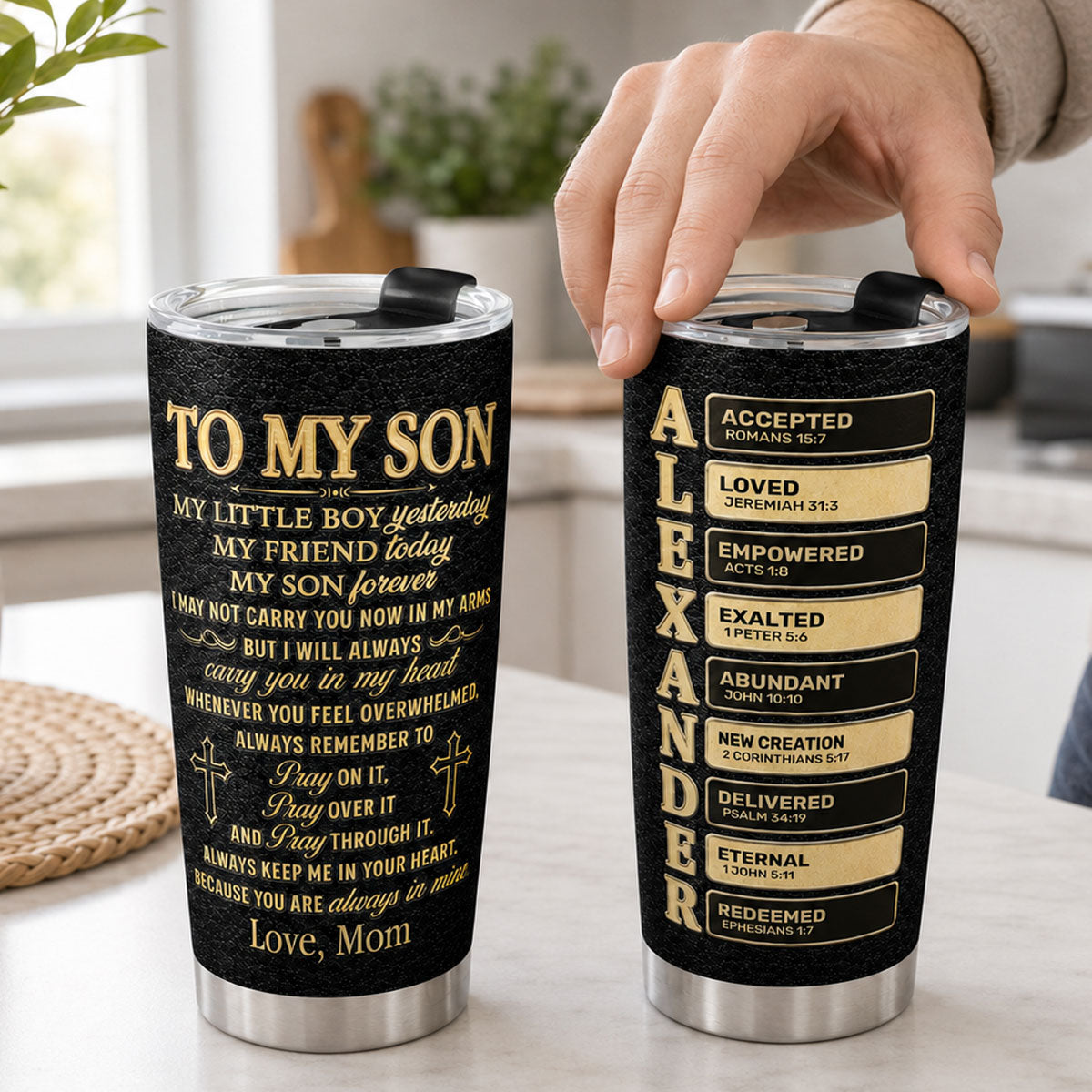 To My Son My Grandson Pray On It Pray Over It Pray Through It | Personalized Stainless Steel Tumbler