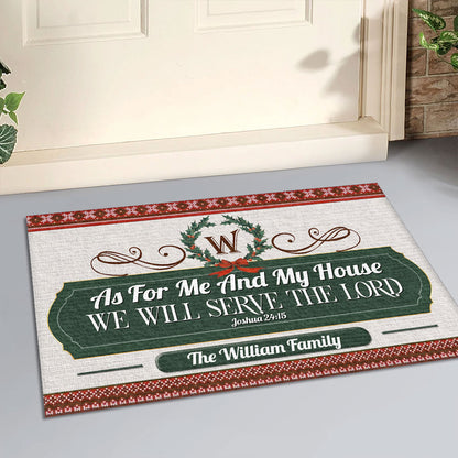 As For Me And My House We Will Serve The Lord | Personalized Doormat