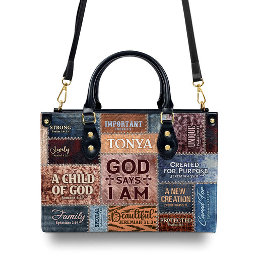 Jesuspirit | Personalized Leather Handbag With Zipper | God Says I Am LHBM793