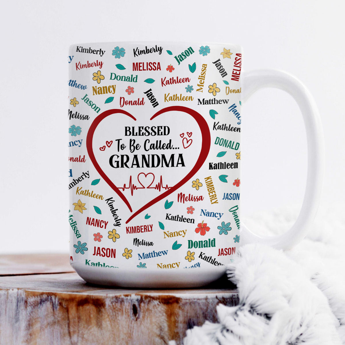 Blessed To Be Called Grandma | Personalized White Ceramic Mug