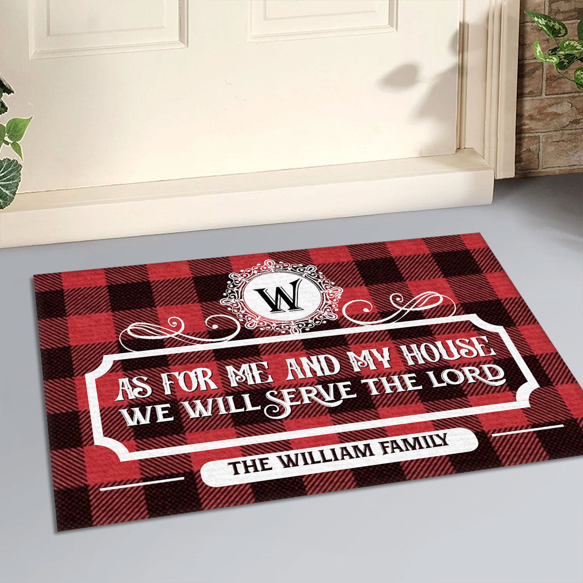 As For Me And My House We Will Serve The Lord | Personalized Doormat