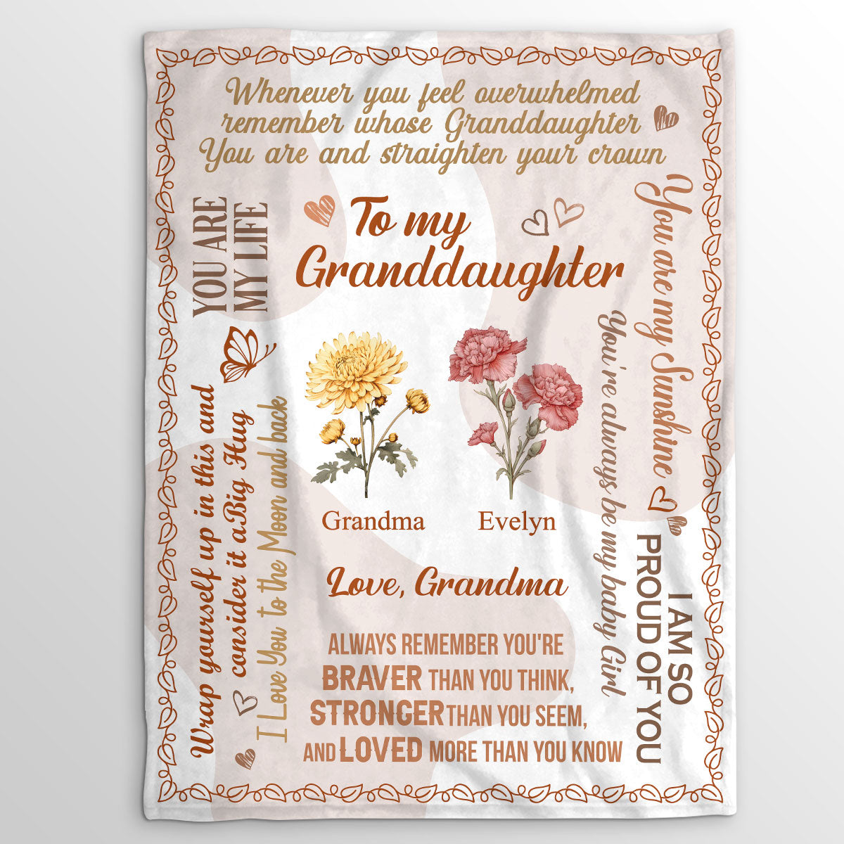 To My Daughter/Granddaughter Birth Month Flowers | Personalized Fleece Blanket JSFBPH2420L