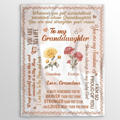 To My Daughter/Granddaughter Birth Month Flowers | Personalized Fleece Blanket JSFBPH2420L