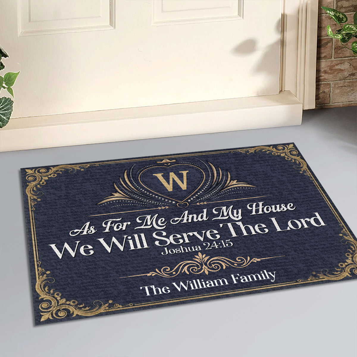 As For Me And My House We Will Serve The Lord | Personalized Doormat