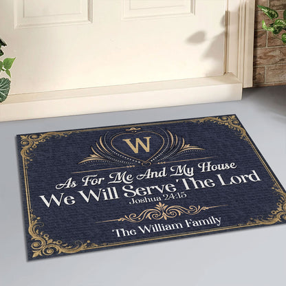As For Me And My House We Will Serve The Lord | Personalized Doormat