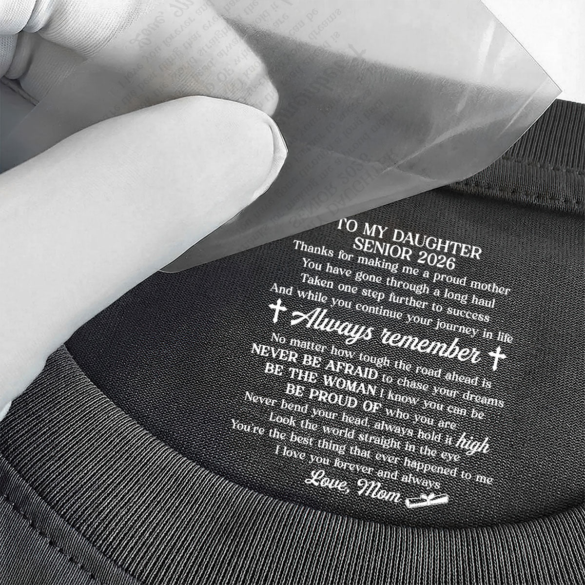 To My Daughter My Son Love From Mom Grandma Graduation Gifts | Personalized Shirt With Design Inner Neck