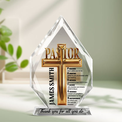 To My Pastor | Personalized Custom Shaped Squared Acrylic Plaque