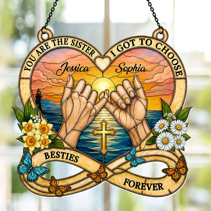 To My Bestie, Sister In Christ Birth Month Flower | Personalized Acrylic Suncatcher