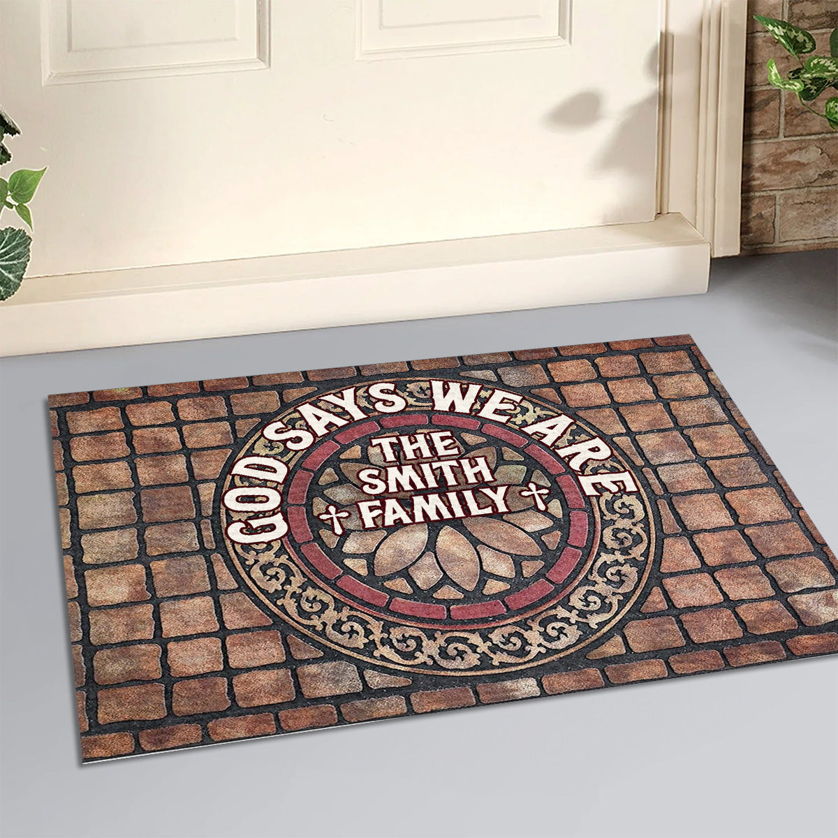 God Says We Are  | Personalized Doormat