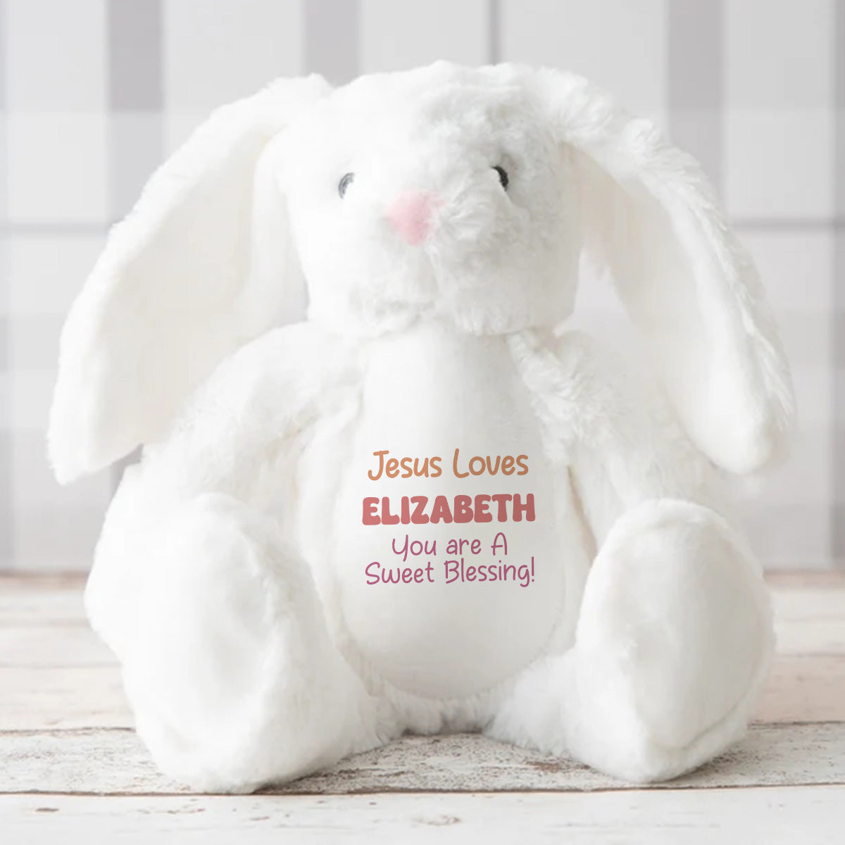 Jesus Loves Me - Personalized Stuffed Bunny