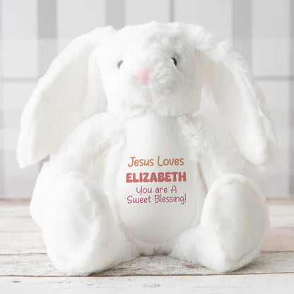 Jesus Loves Me - Personalized Stuffed Bunny