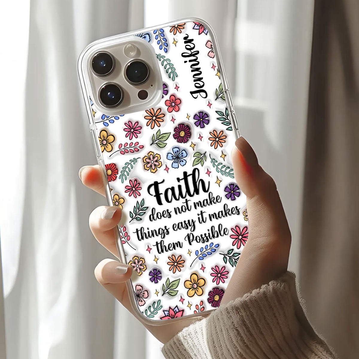 Faith Does Not Make Things Easy | Personalized Clear Silicone Phone Case