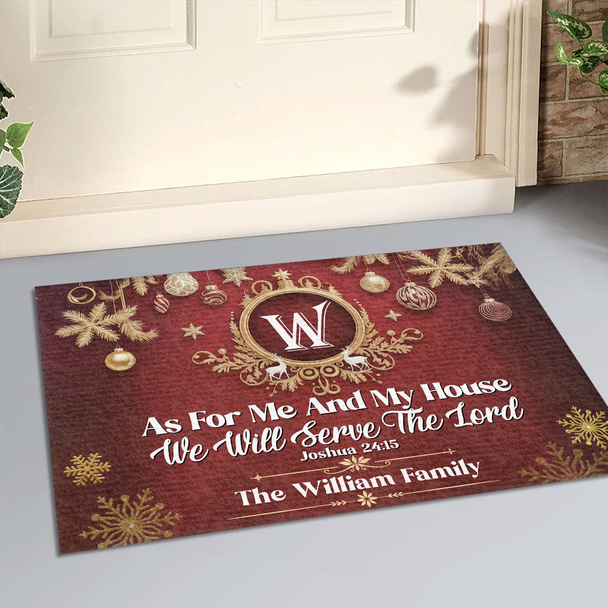 As For Me And My House We Will Serve The Lord | Personalized Doormat