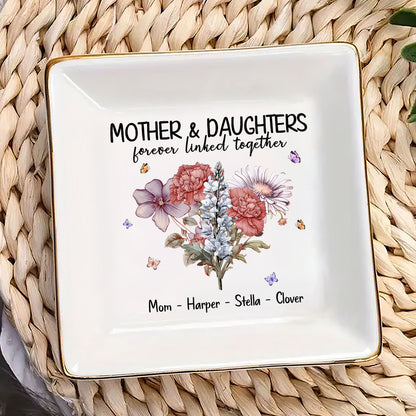 Mother And Daughters Forever Linked Together | Personalized Jewelry Dish