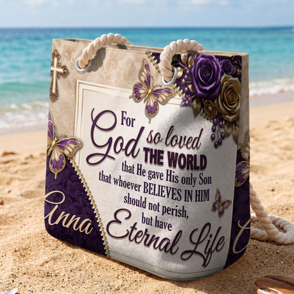 For God So Loved The World | Personalized Beach Bag