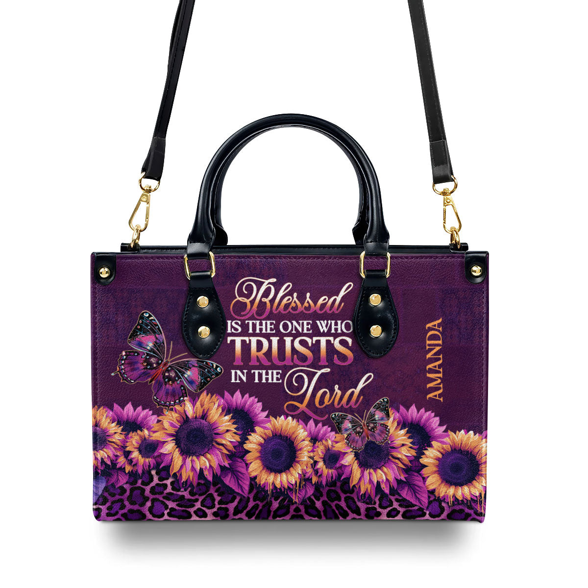 Jesuspirit | Personalized Leather Handbag With Zipper | Blessed Is The One Who Trusts In The Lord LHBM795