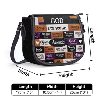 God Says I Am - Personalized Leather Saddle Bag LSBNUHN681