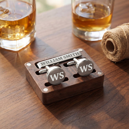 Man Of God | Personalized Tie Clip & Cufflinks Set