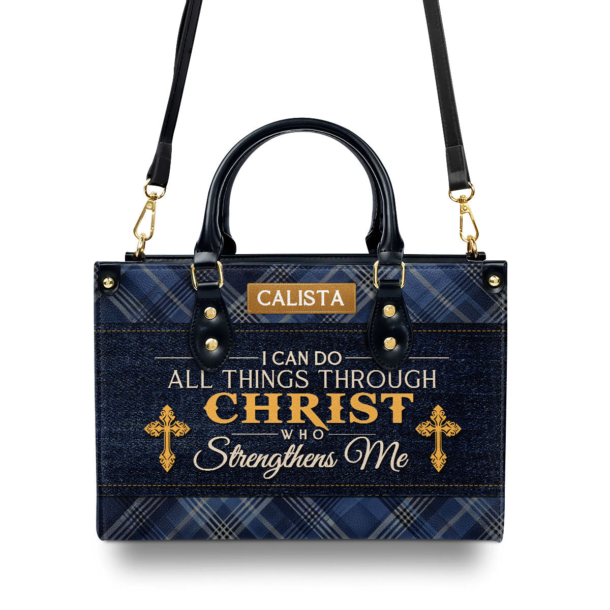 I Can Do All Things Through Christ Who Strengthens Me | Personalized Leather Handbag JSLHBTPA882L