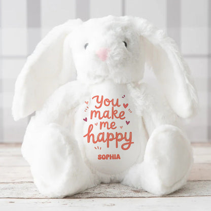 You Make Me Happy | Personalized Stuffed Bunny