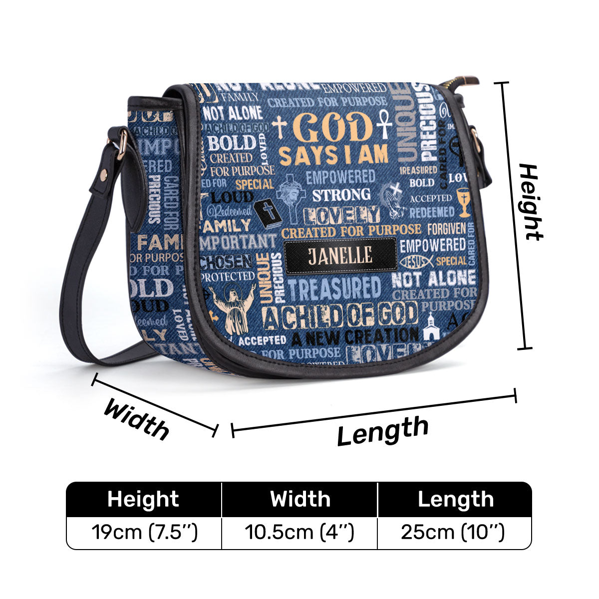 God Says I Am Empowered - Personalized Leather Saddle Bag LSBM776