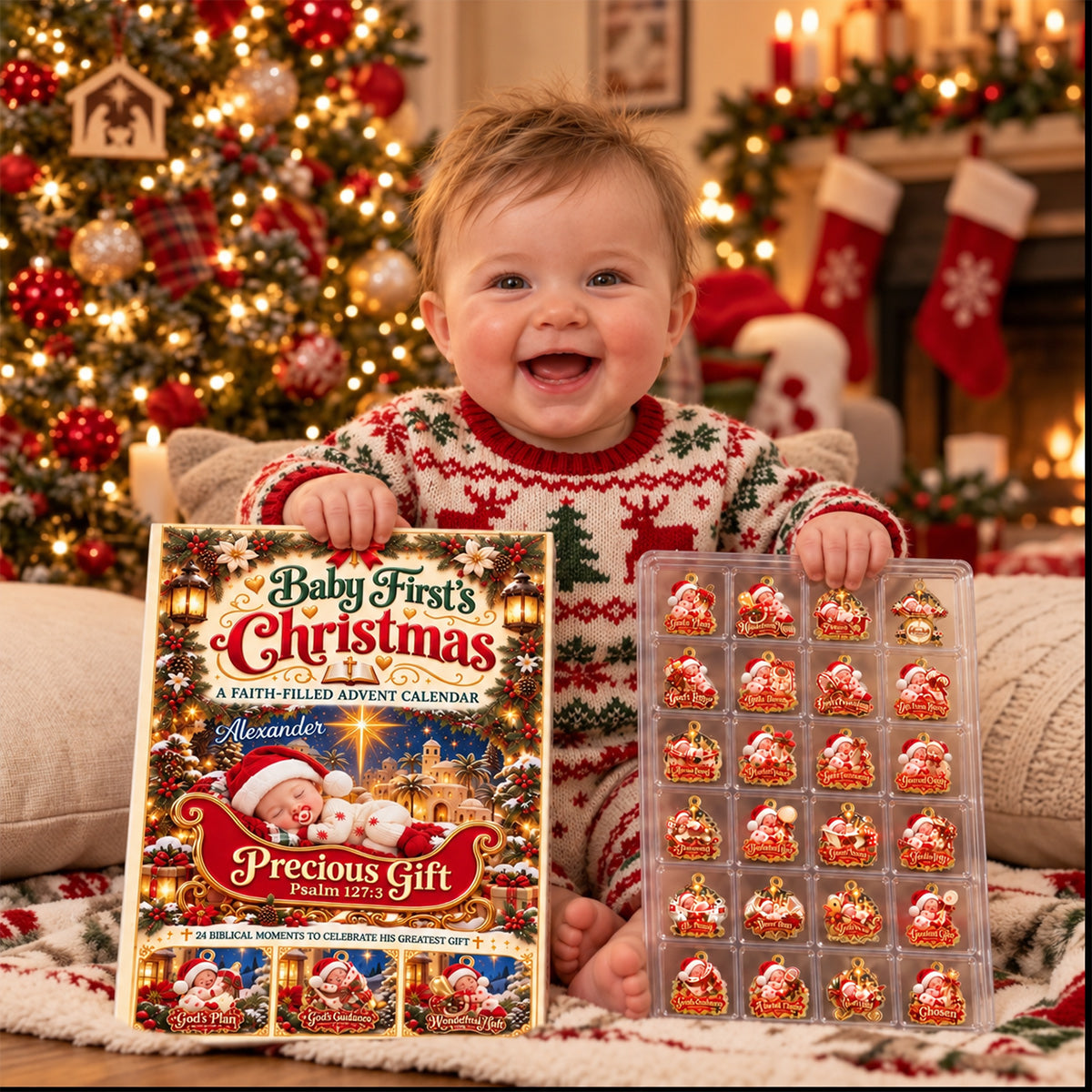 My Baby First Christmas 24 Days of Faith & Blessings | Personalized Christmas Advent Calendar