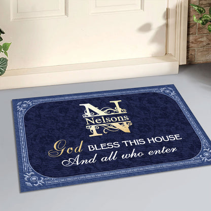 God Bless This House And All Who Enter | Personalized Doormat JSDMPHA1596D