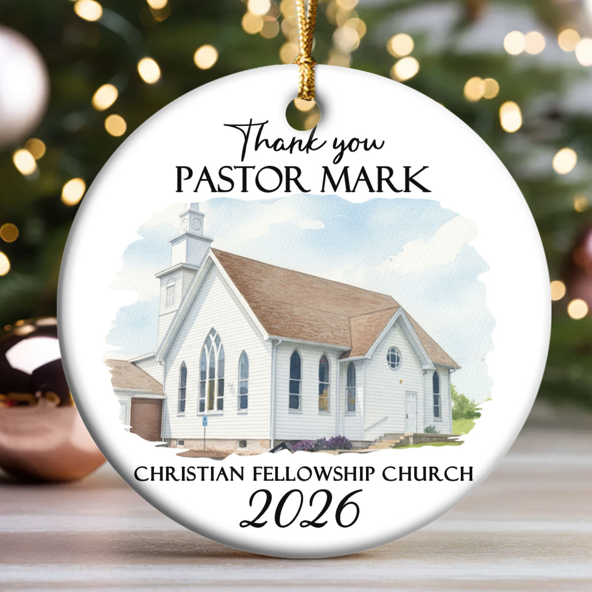 Thank You Pastor | Personalized Round Shaped Ceramic Ornament