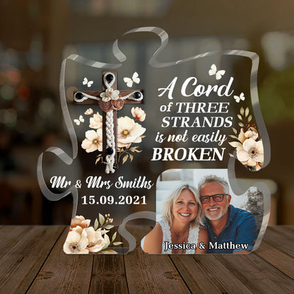 A Cord Of Three Strands Is Not Easily Broken | Personalized Custom Shaped Squared Acrylic Plaque