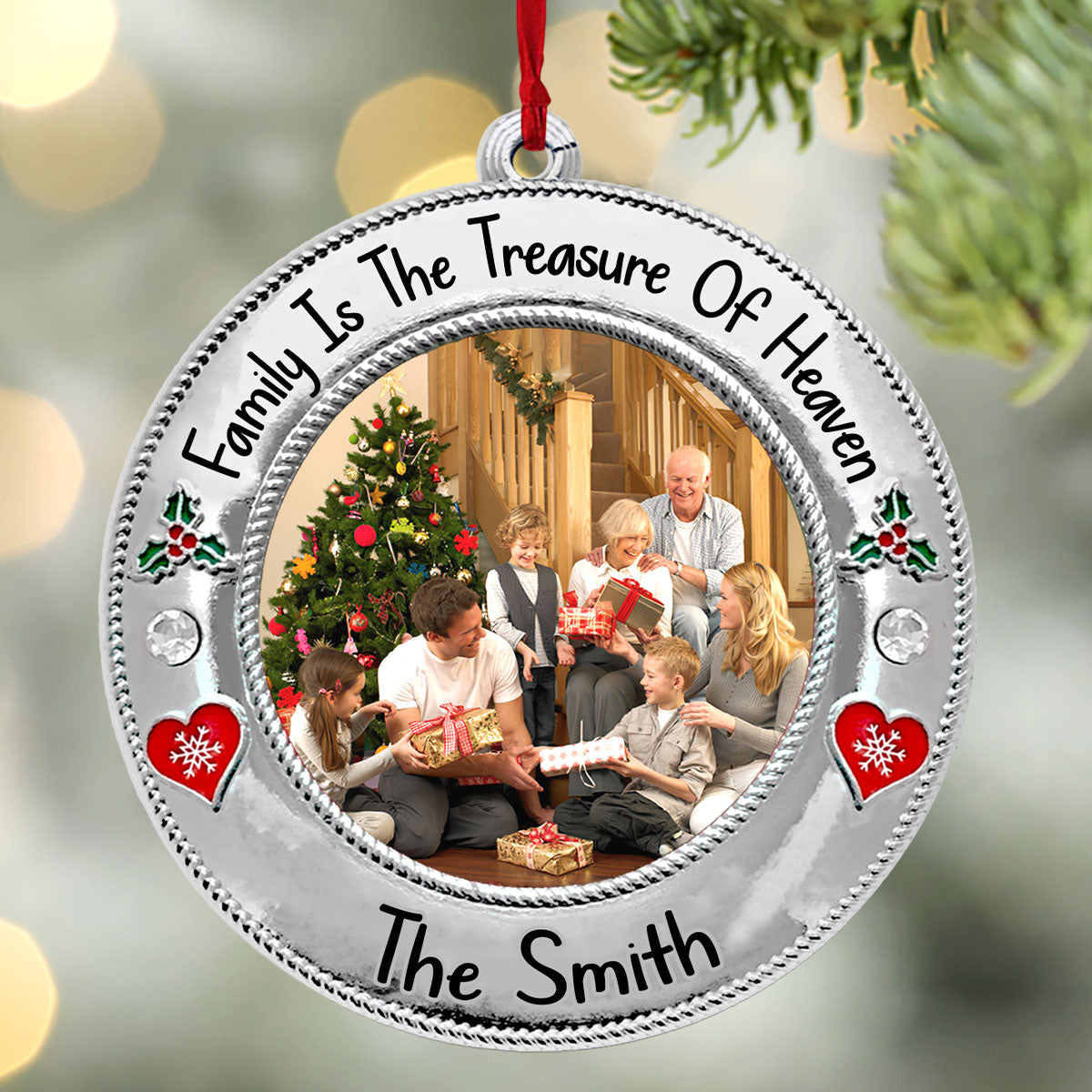 Family Is The Treasure Of Heaven | Personalized 1-Side Acrylic Ornament JSACOPN2610L