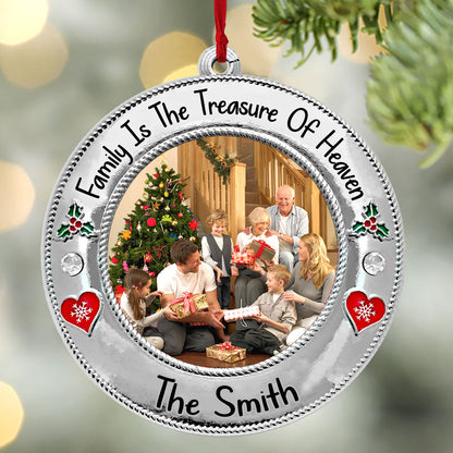Family Is The Treasure Of Heaven | Personalized 1-Side Acrylic Ornament JSACOPN2610L