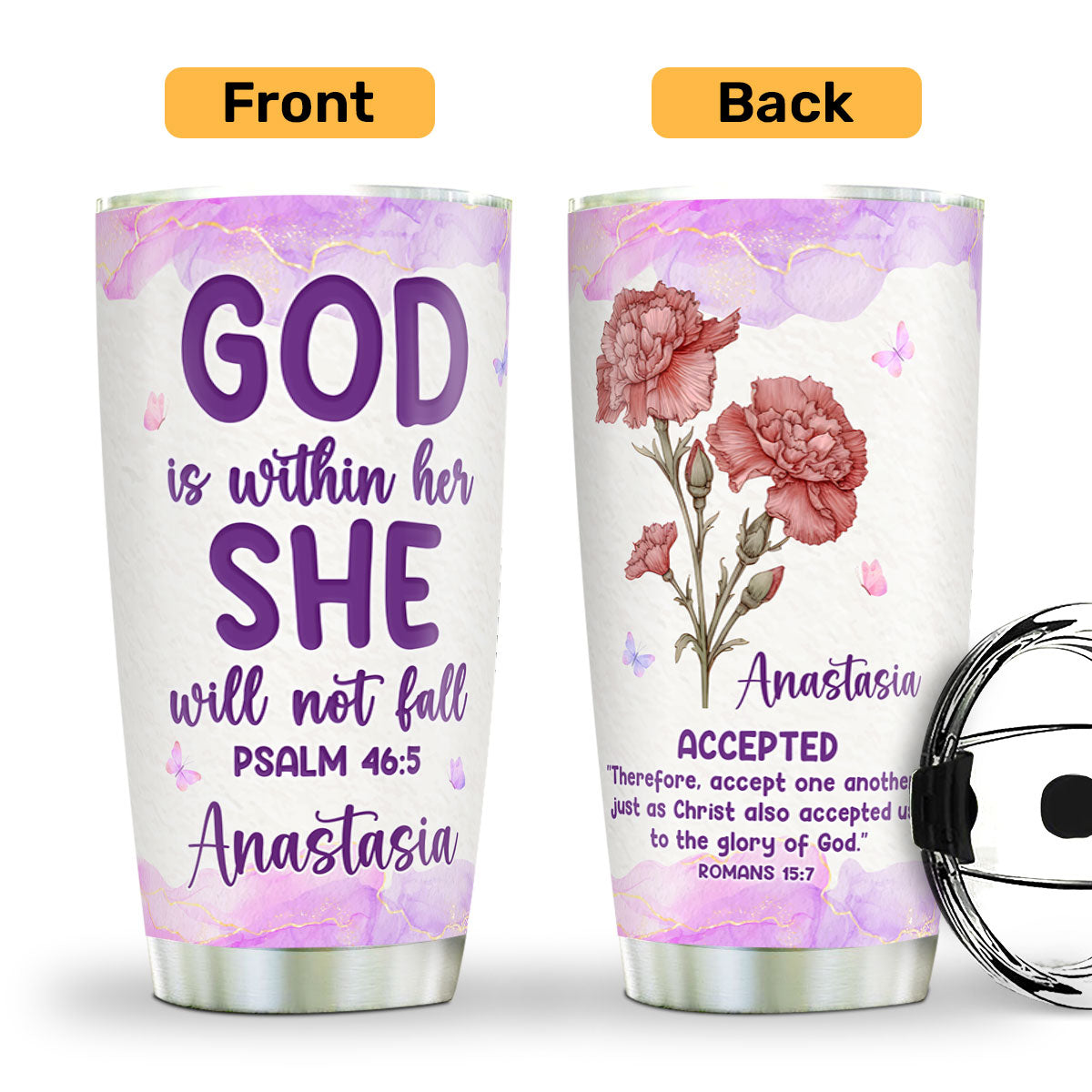 God Is Within Her She Will Not Fall | Personalized Stainless Steel Tumbler