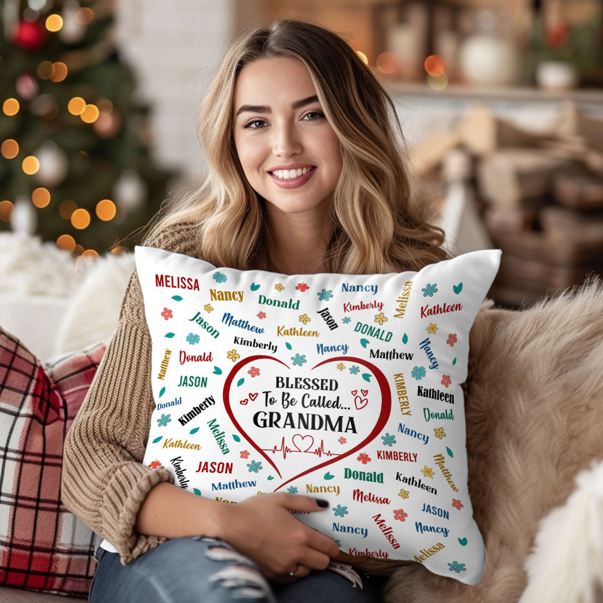 Blessed To Be Called Grandma | Personalized Crystal Velvet Pillow